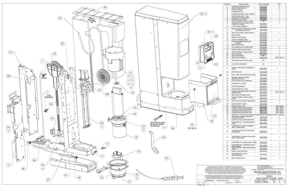 Diagram Diagram and Parts List for MIC2000  Hamilton Beach Drink Mixer